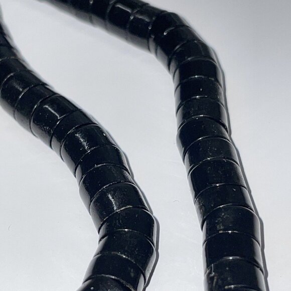 RARE Vintage Black Stacked Snake Beads Long Necklace Unique!   SL17 - Picture 3 of 15